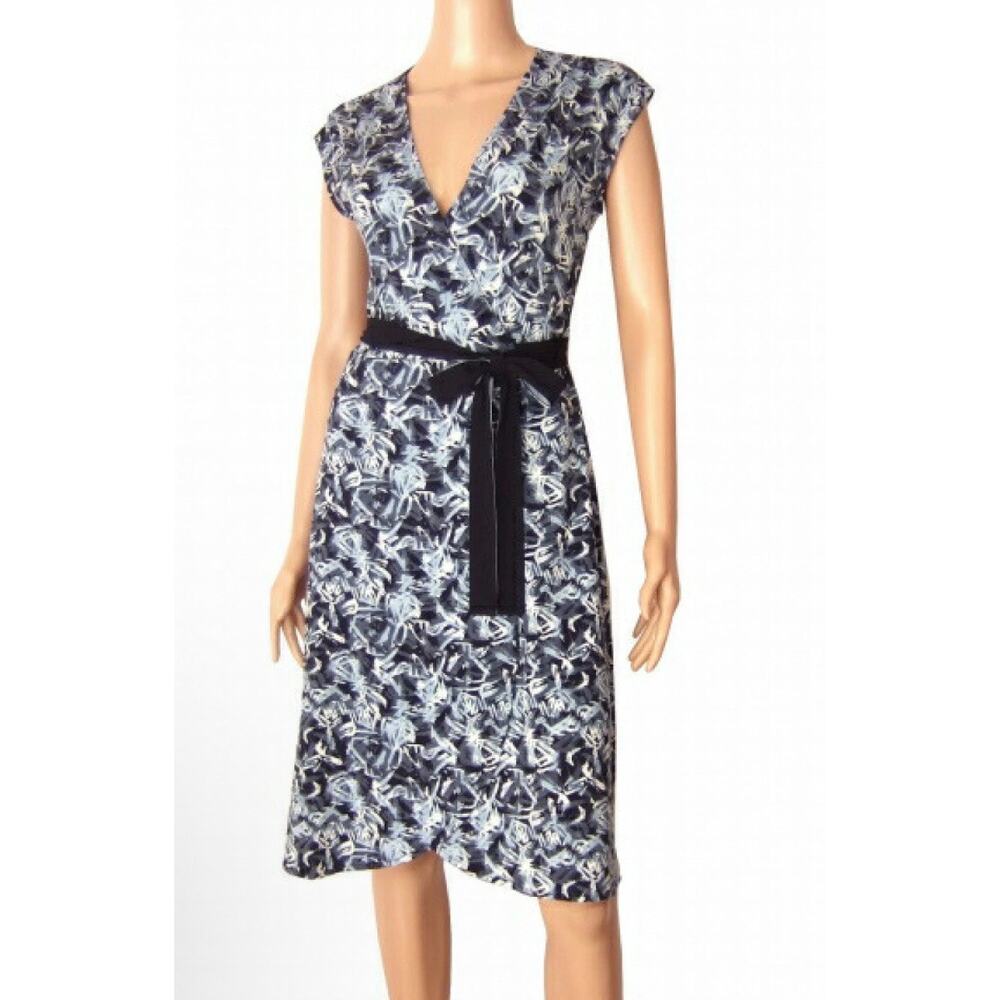 BCBGMaxAzria Abstract Print Jersey Wrap Dress S
